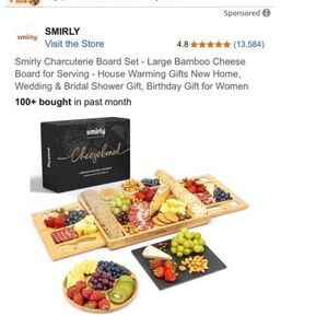 Large bamboo charcuterie board set with accessories